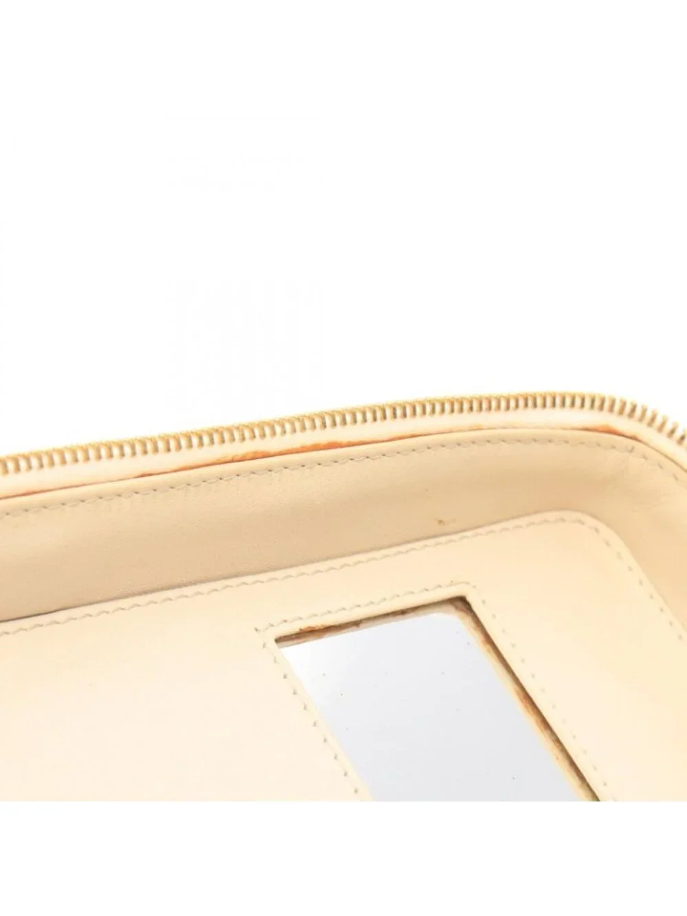 Chanel Handbag Wild Stitch Cream Canvas Quilted Chain Handle Vanity Bag
